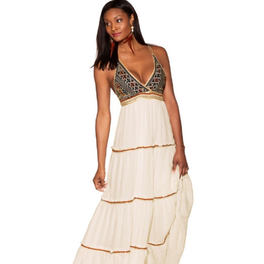 EMBROIDERED TRIANGLE MAXI DRESS